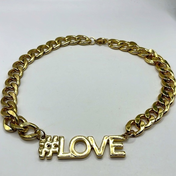 Claire's Jewelry - Gold Chain Necklace # LOVE Necklace Gold Tone! Big and Bold Love Necklace